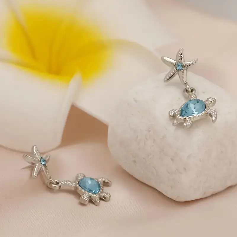 Starlight & Turquoise Turtle Earrings