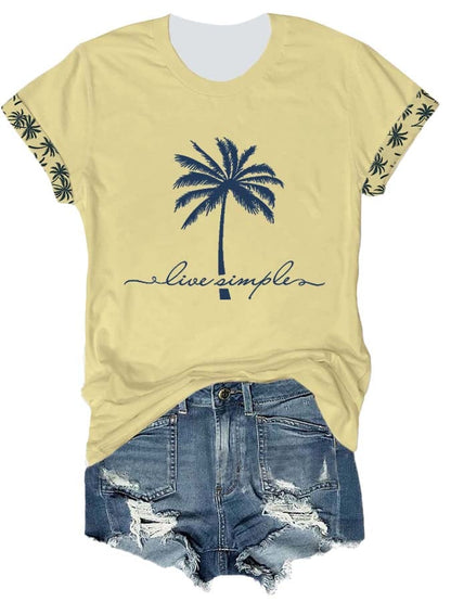 🔥Buy 3 Get 10% Off🔥Women's Live Simple Print Round Neck Casual T-Shirt