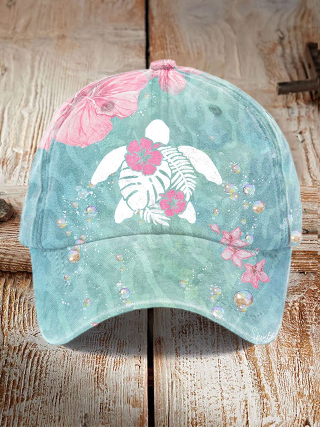 Unisex Hawaii Hibiscus Sea Turtle Pride Print Hat
