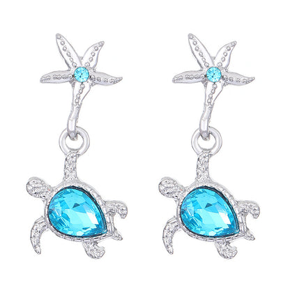Starlight & Turquoise Turtle Earrings
