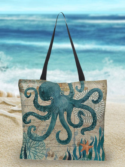 🔥Buy 3 Get 10% Off🔥Sea Life Print Tote Bag