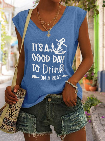 It's A Good Day To Drink On A Boat Print Tank Top