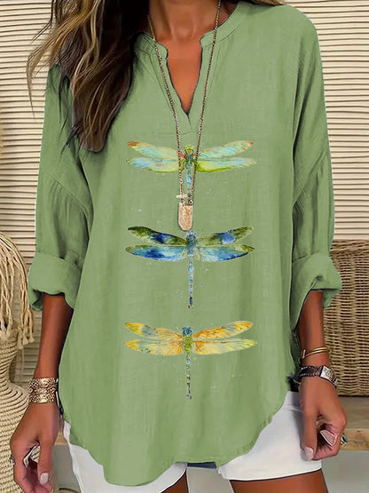 Women's Dragonfly Print Casual Shirt