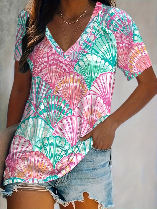 Plus Size Seashell Print T-Shirt