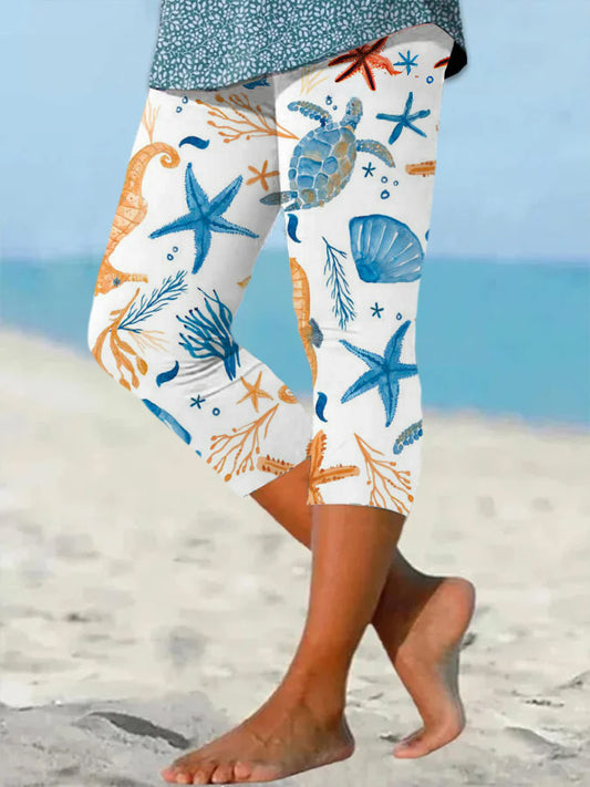 Women's Hawaiian Turtle Print Resort Casual Leggings