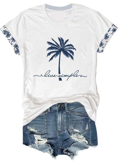 🔥Buy 3 Get 10% Off🔥Women's Live Simple Print Round Neck Casual T-Shirt