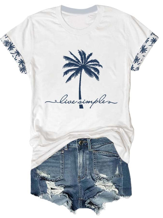 🔥Buy 3 Get 10% Off🔥Women's Live Simple Print Round Neck Casual T-Shirt